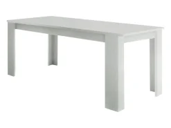 Mesa extensível Natan, Consola extensível até 12 lugares, Consola extensível 100% Made in Italy, 160/210x90h75 cm, Lariço branco brilhante