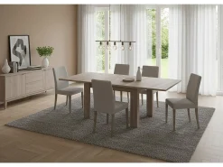Mesa extensível Otto, Consola auxiliar de cozinha, Mesa extensível, 100% Fabricado em Itália, 90x90h75 cm, Olmo pérola