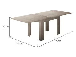 Mesa extensível Otto, Consola auxiliar de cozinha, Mesa extensível, 100% Fabricado em Itália, 90x90h75 cm, Olmo pérola