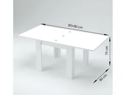 Mesa extensível Otto, Consola auxiliar de cozinha, Mesa extensível, 100% Fabricado em Itália, 90x90h75 cm, Olmo pérola