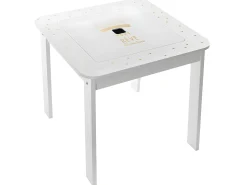 Mesa infantil com 2 bancos reversíveis, quarto, sala de jogos, branca