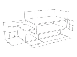 Mesa lateral & mesa de café Esila Branco/antracite A. 35 x L. 88 x P. 50 cm