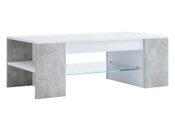 Mesa lateral & mesa de café Tunas Óptica branca/concreta A. 35 x L. 100 x P. 50 cm