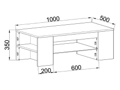 Mesa lateral & mesa de café Tunas Óptica branca/concreta A. 35 x L. 100 x P. 50 cm