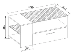 Mesa lateral & mesa de café Tindala Óptica de concreto A. 45 x L. 100 x P. 50 cm