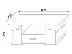 Mesa lateral & mesa de café Junata Nozes A. 44 x L. 110 x P. 52 cm