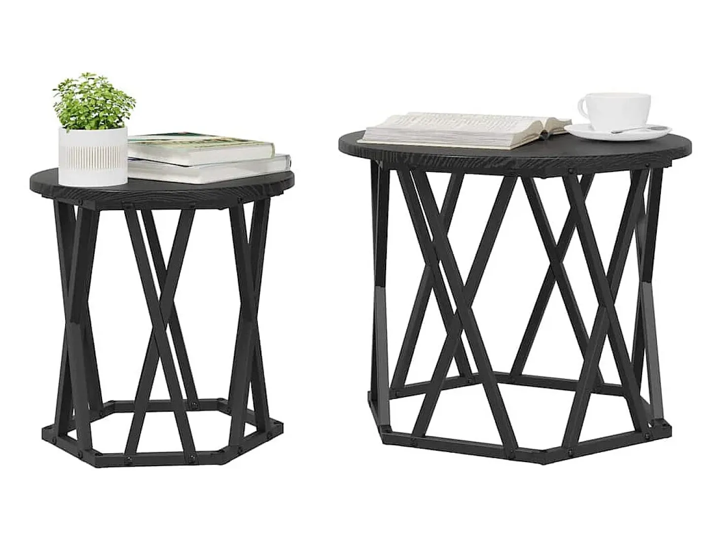 Mesa Lateral 2 pcs Carvalho preto 50x50x40 cm
