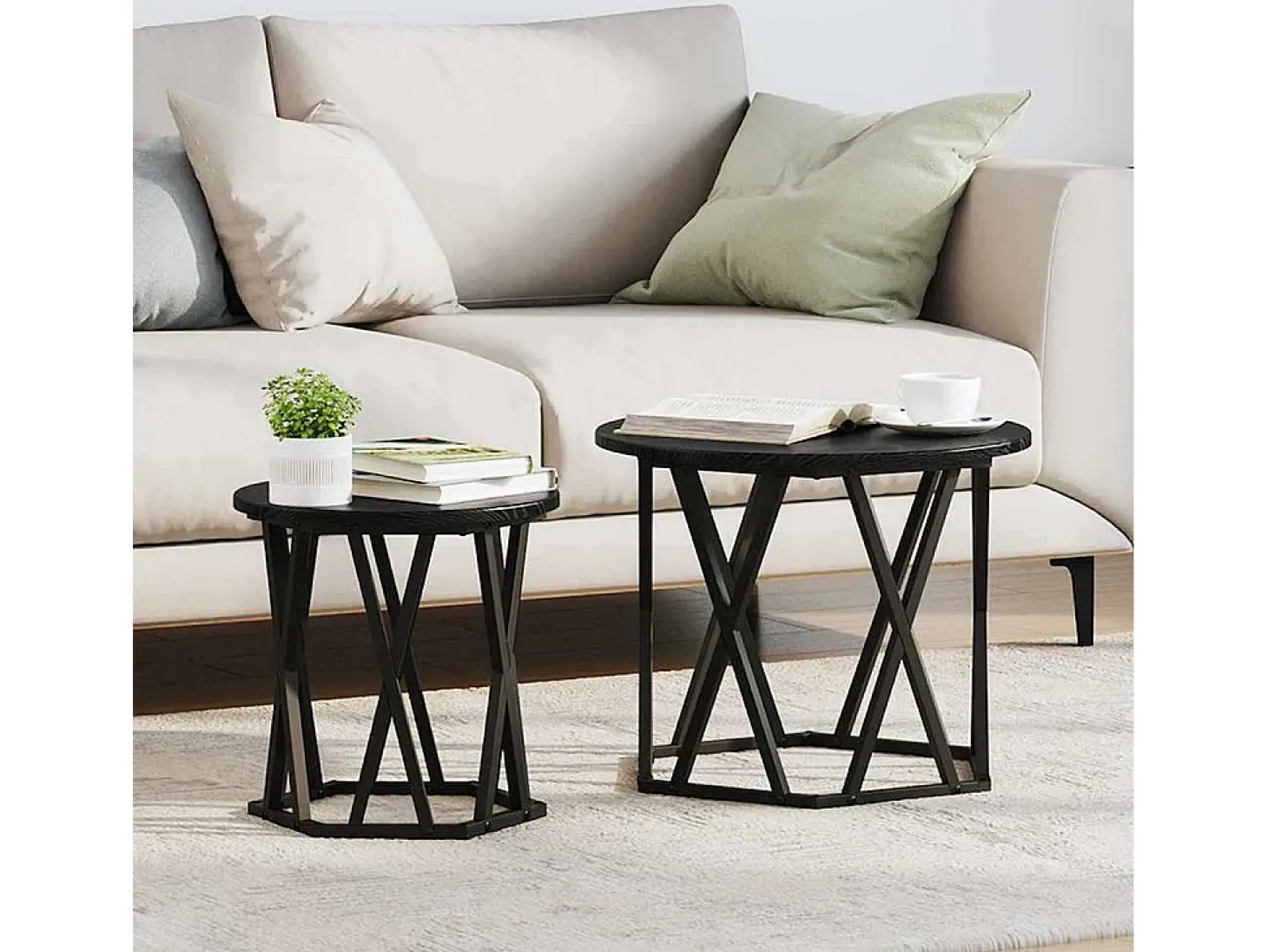 Mesa Lateral 2 pcs Carvalho preto 50x50x40 cm