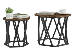 Mesa Lateral 2 pcs Carvalho fumado 50x50x40 cm