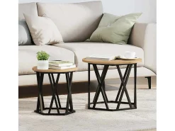 Mesa Lateral 2 pcs carvalho artisiano 50x50x40 cm