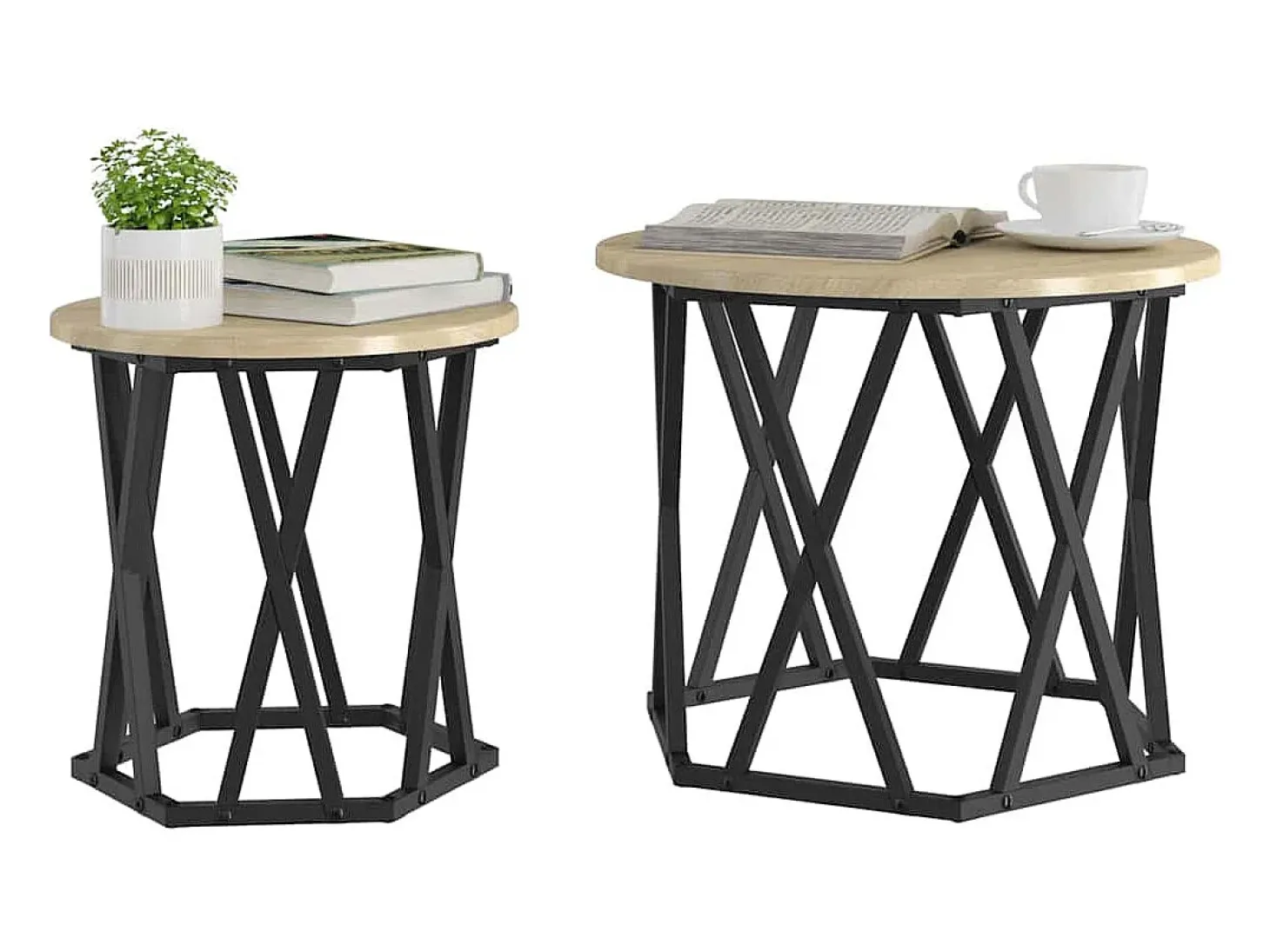 Mesa Lateral 2 pcs Carvalho sonoma 50x50x40 cm