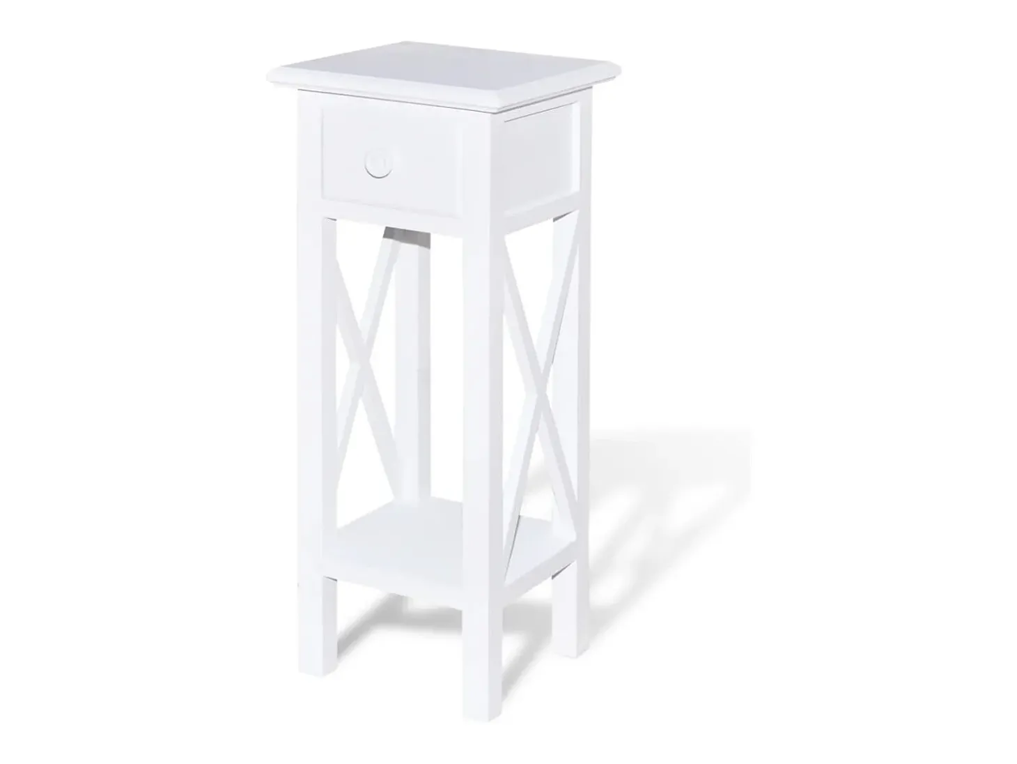 Mesa lateral com gaveta branco