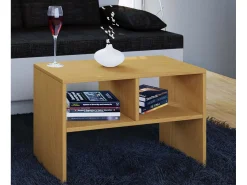 Mesa lateral de madeira VCM | mesa de café lisa | dimensões aprox. A. 40 x L. 63 x P. 30 cm | Mesa de estar | Mesa de centro - Nachto S (Beech)