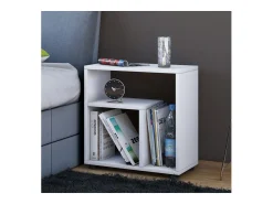 Mesa lateral de madeira VCM | Mesa de café simples | Dimensões A. 55 x L. 50 x P. 30 cm | Mesa de cabeceira | Mesa de Café - Zeito (Branco)