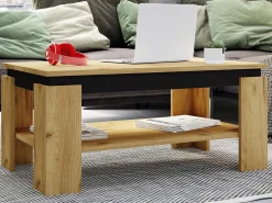 Mesa lateral de madeira VCM | mesa de café lisa | dimensões aprox. A. 41 x L. 90 x P. 53cm | Mesa de sala de estar | Sofabed - Rolas (carvalho de mel / preto)