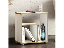 Mesa lateral de madeira VCM | Mesa de café simples | Dimensões A. 55 x L. 50 x P. 30 cm | Mesa de cabeceira | Mesa de Café - Zeito (Branco / Carvalho Mel)