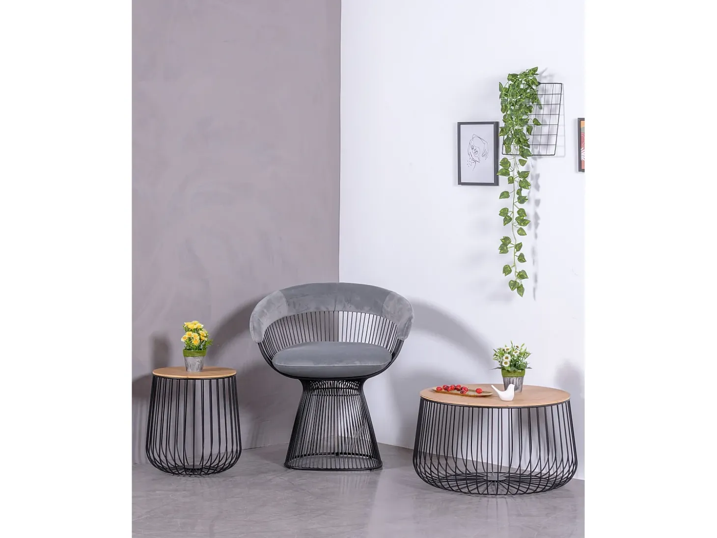 Mesa lateral em madeira de freixo e aço lacado - Zurique - Preto