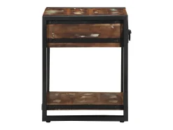 Mesa lateral multicor 40x40x50 cm madeira maciça recuperada