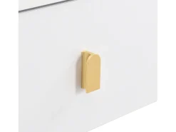 Mesa lateral para sala de estar com 2 gavetas, design curvo anticolisão, branca