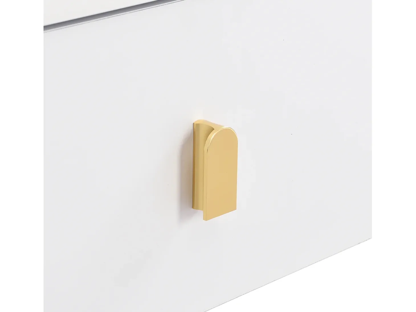 Mesa lateral para sala de estar com 2 gavetas, design curvo anticolisão, branca