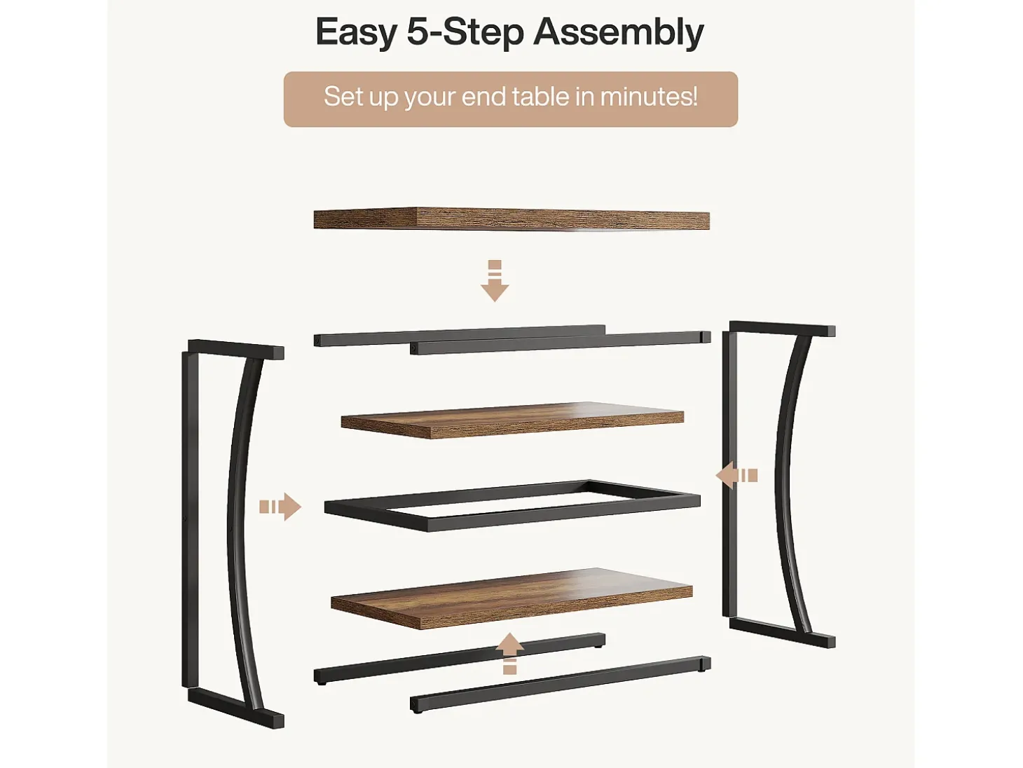 Mesa Lateral Pequena e Estreita, Mesa Decorativa de Metal no Estilo Rural para Sala de Estar, Quarto, Espaços Pequenos, Lado da Cama