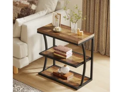 Mesa Lateral Pequena e Estreita, Mesa Decorativa de Metal no Estilo Rural para Sala de Estar, Quarto, Espaços Pequenos, Lado da Cama