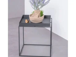 Mesa lateral quadrada em aço adequada para exteriores - Sorento - Preto