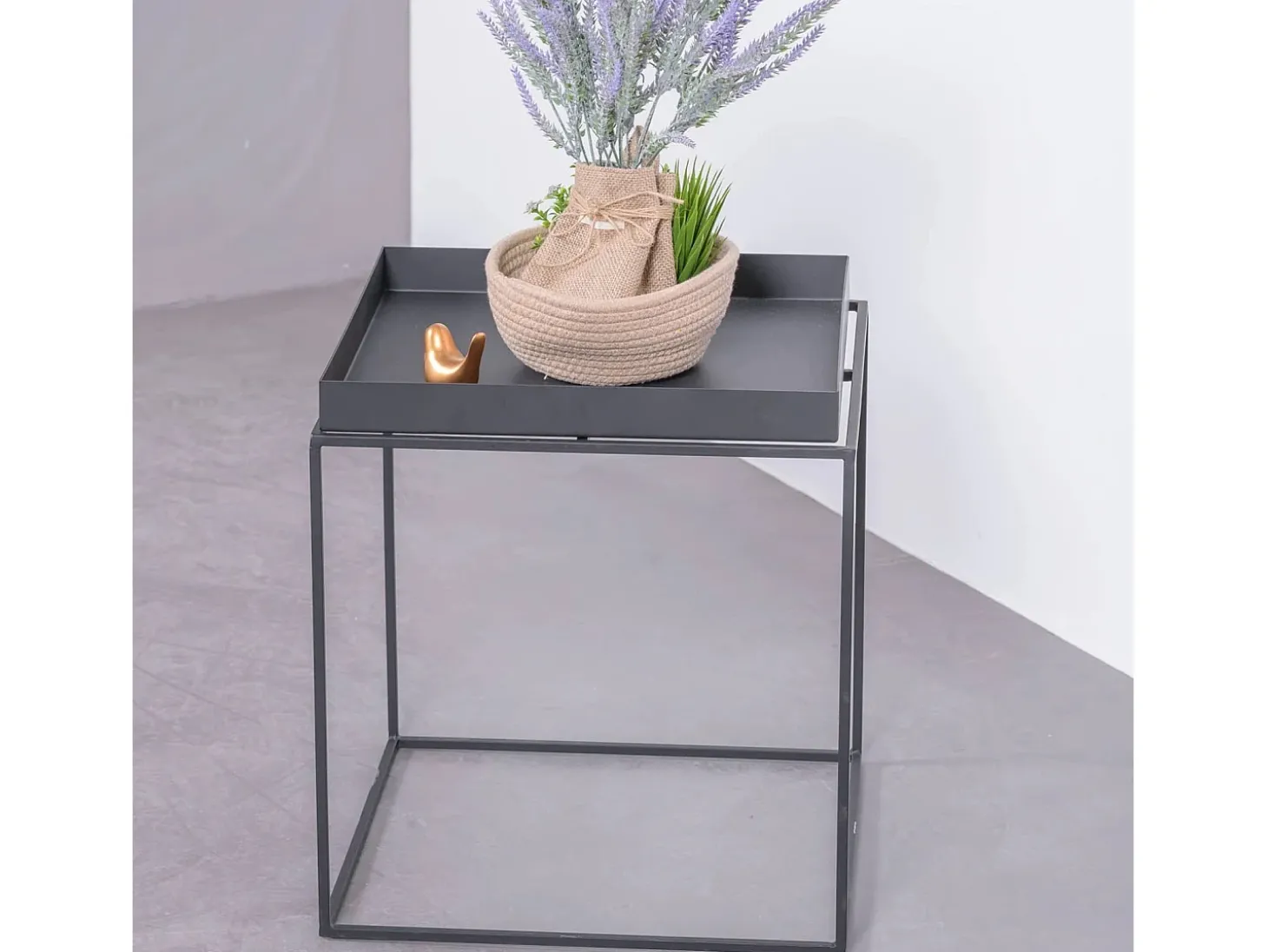 Mesa lateral quadrada em aço adequada para exteriores - Sorento - Preto