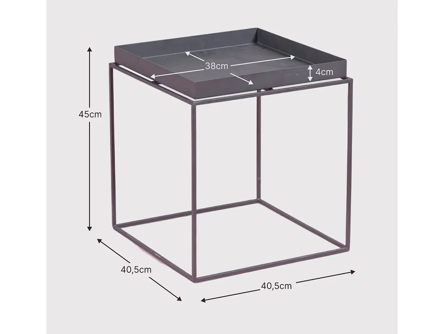 Mesa lateral quadrada em aço adequada para exteriores - Sorento - Preto