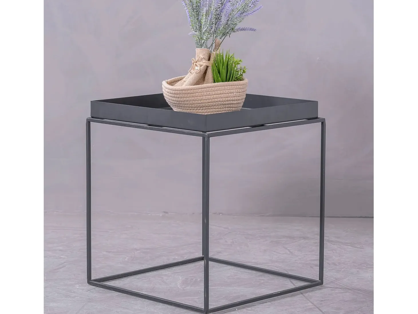 Mesa lateral quadrada em aço adequada para exteriores - Sorento - Preto