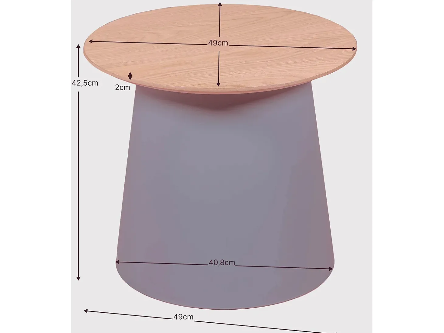 Mesa lateral redonda de madeira de carvalho (50cm) - Norway - Cinza