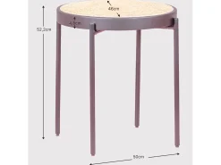 Mesa lateral retrô com detalhes em rattan natural (46cm) - North - Preto