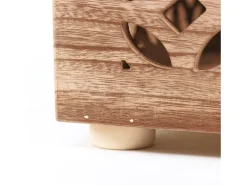 Mesa lateral 39x40x40 cm cubo de madeira castanha luz de cabeceira