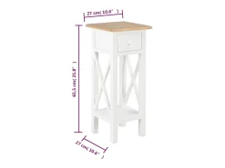 Mesa lateral 27x27x65,5 cm madeira branco