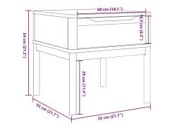 Mesa para candeeiro FLORO 55x55x54 cm pinho maciço castanho mel