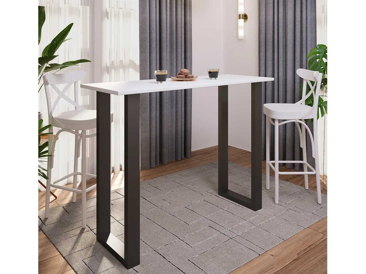 Mesa VCM Bar | Tresen | Mesa em pé | Mesa alta | Mesa Bartresen - Xona 140x50 cm (Preto / Branco)