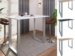 Mesa VCM Bar | Tresen | Mesa em pé | Mesa alta | Mesa Bartresen - Xona 140x80 cm (Prata / Branco)