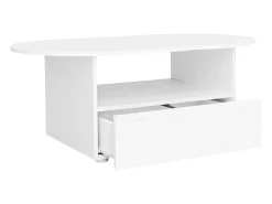Mesa de centro com gavetas e compartimento aberto - tampo em forma de nuvem - Branco