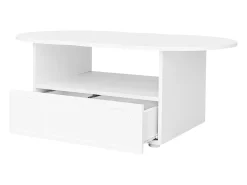 Mesa de centro com gavetas e compartimento aberto - tampo em forma de nuvem - Branco