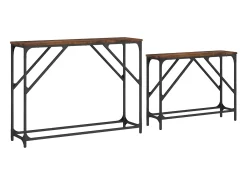 Mesas consola de encastrar 2 pcs deriv. madeira carvalho fumado PT249367