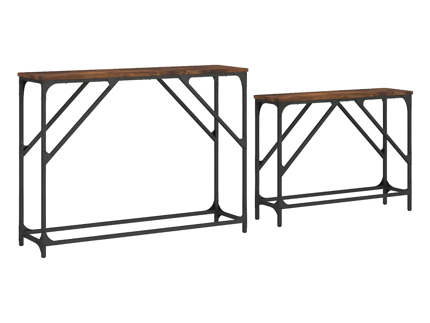 Mesas consola de encastrar 2 pcs deriv. madeira carvalho fumado PT249367