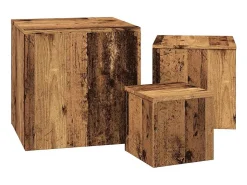Mesas de apoio 3 pcs derivados de madeira madeira velha
