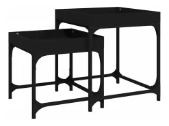 Mesas de apoio 2 pcs derivados de madeira preto PT899746