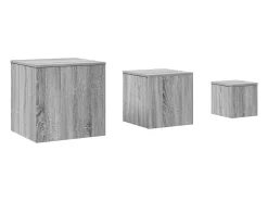 Mesas de apoio 3 pcs derivados de madeira cinzento sonoma
