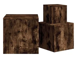 Mesas de apoio 3 pcs derivados de madeira cor carvalho fumado PT709988