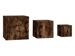 Mesas de apoio 3 pcs derivados de madeira cor carvalho fumado PT709988