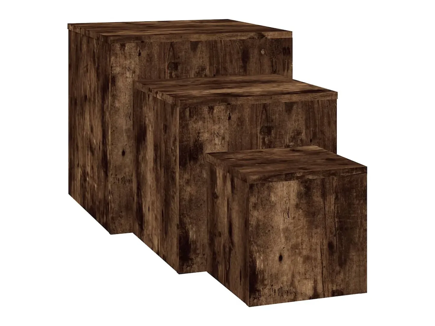 Mesas de apoio 3 pcs derivados de madeira cor carvalho fumado PT709988