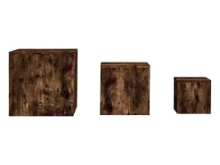 Mesas de apoio 3 pcs derivados de madeira cor carvalho fumado PT709988