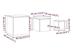 Mesas de apoio 3 pcs derivados de madeira preto