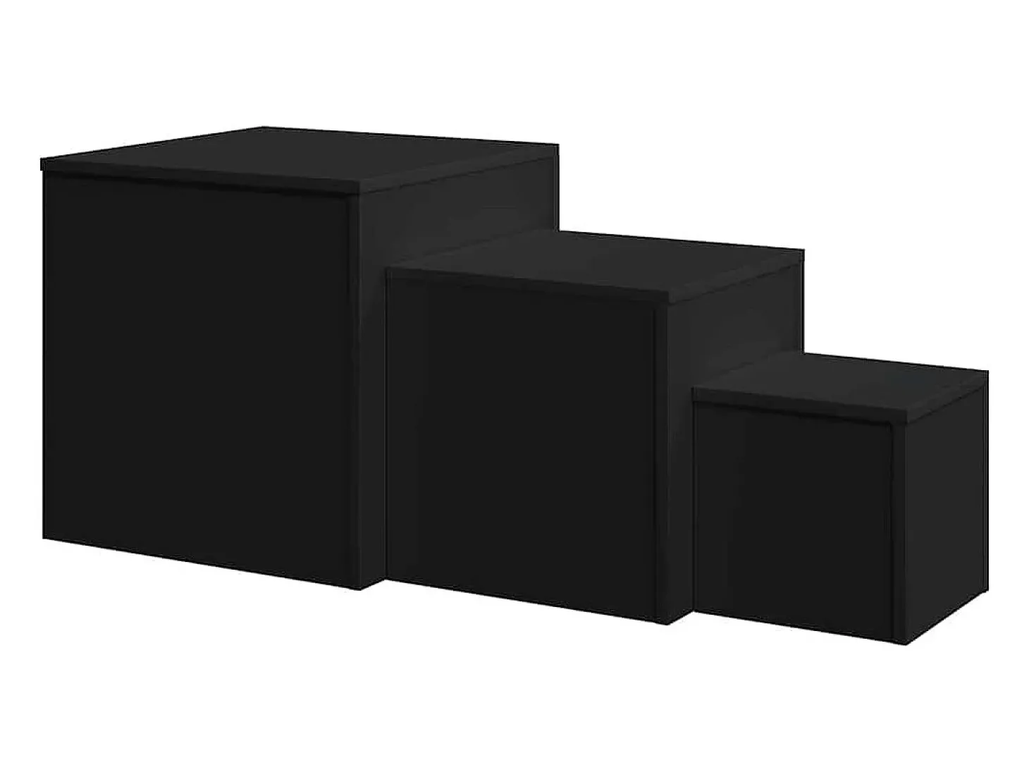 Mesas de apoio 3 pcs derivados de madeira preto